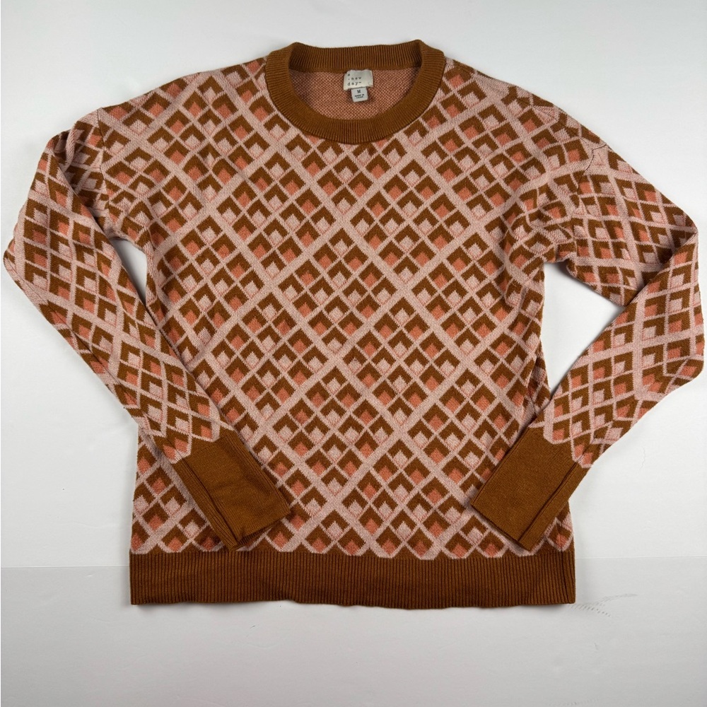 a new day Brown and Pink Crewneck Sweater